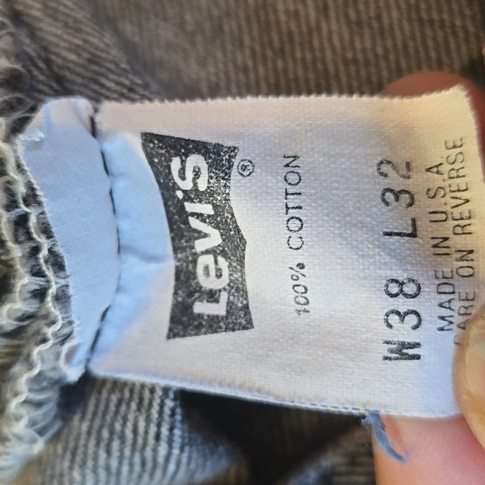 Vintage Levi 501 Button Fly Black Wash Jeans 38x32 Usa Made Ripped Crotch - Picture 15 of 16